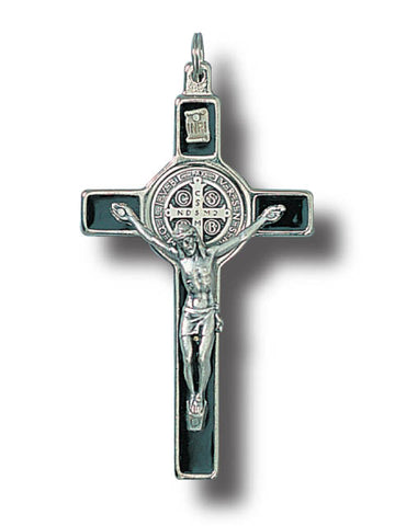 St Benedict Crucifix - Black Enamel Inlay