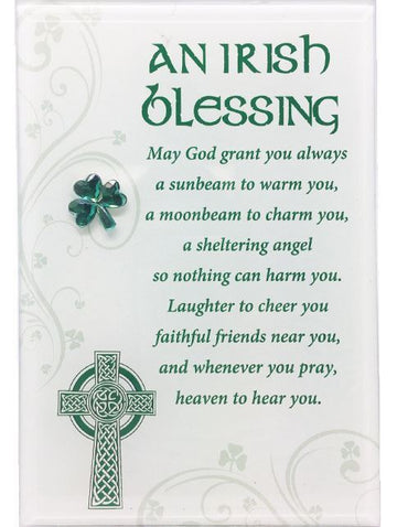 Standing Glass Plaque With Motif - An Irish Blessing