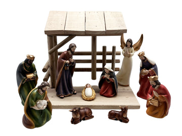 Nativity Set & Stable - 10 Pieces - 130mm