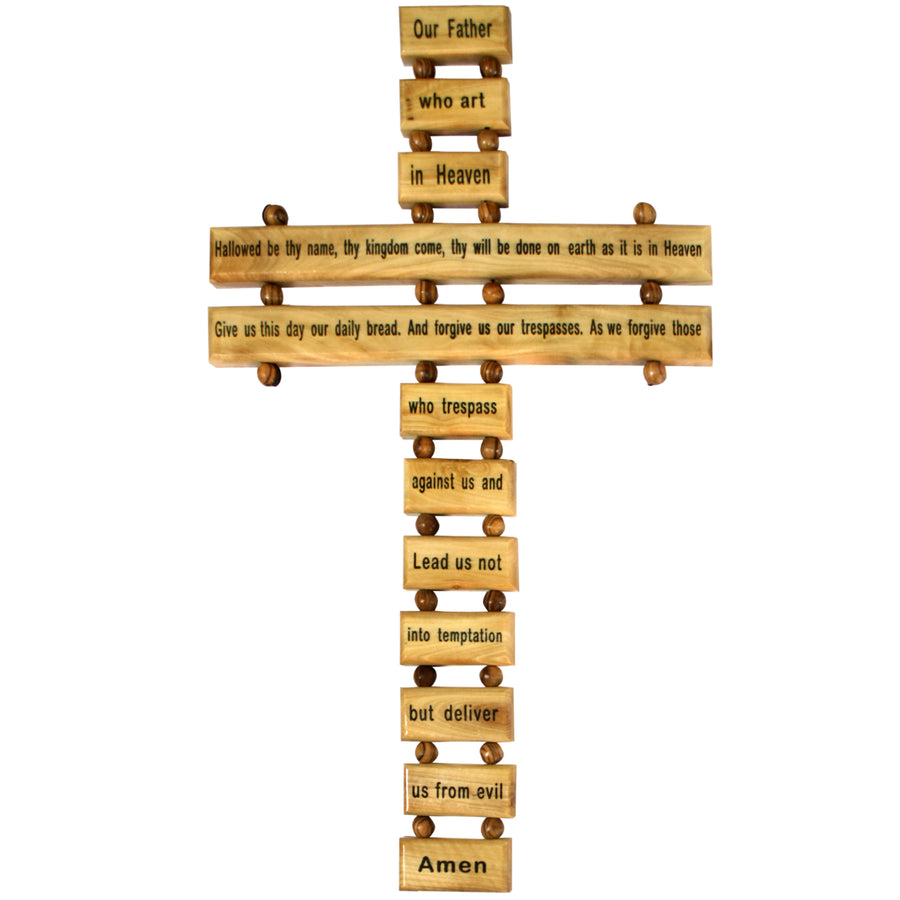 Olive Wood Our Father Cross - 50cm