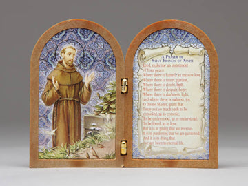 Plastic Plaque Wood Look - St. Francis of Assisi