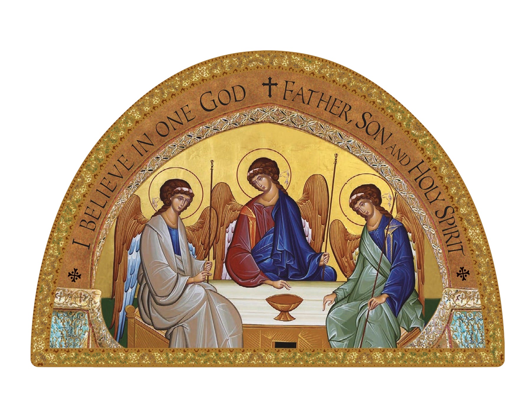 Arch Icon Gold Foiled Plaque - Holy Trinity – Christian Supplies Adelaide