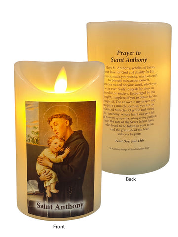 LED Wax Coated Vanilla Scented Candle - St. Anthony