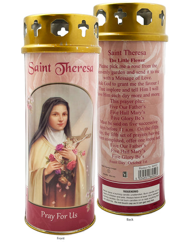 Devotional Candle With Gold Lid - St Theresa
