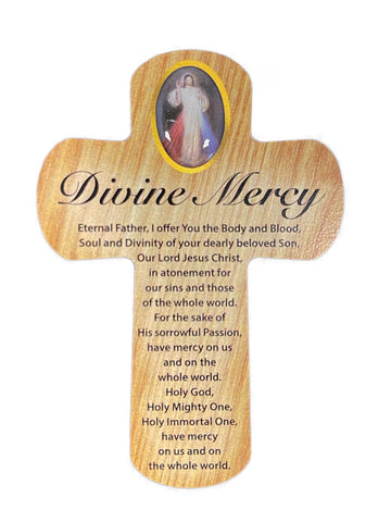 Wooden Palm Cross - Divine Mercy