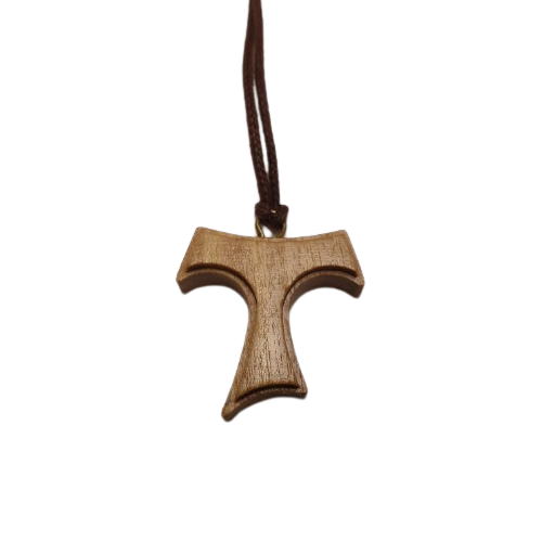 Wooden tau hot sale cross necklace