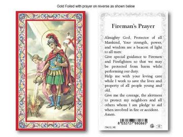 Gold Foiled Fireman Holy Card Prayer
