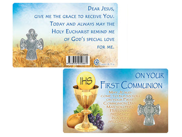 On Your First Holy Communion Laminated Prayer Card