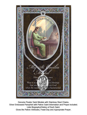 St. Cecilia Biography Leaflet With Pendant Set