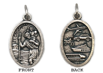 St. Christopher/Travel Silver Oxide Medal