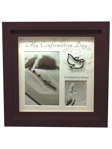 Confirmation Wooden Frame With Dove Icon