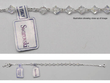 Sterling Silver Swarovski Crystal Rosary Bracelet - 175mm