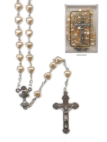 Communion Heart Shape Bead Rosary