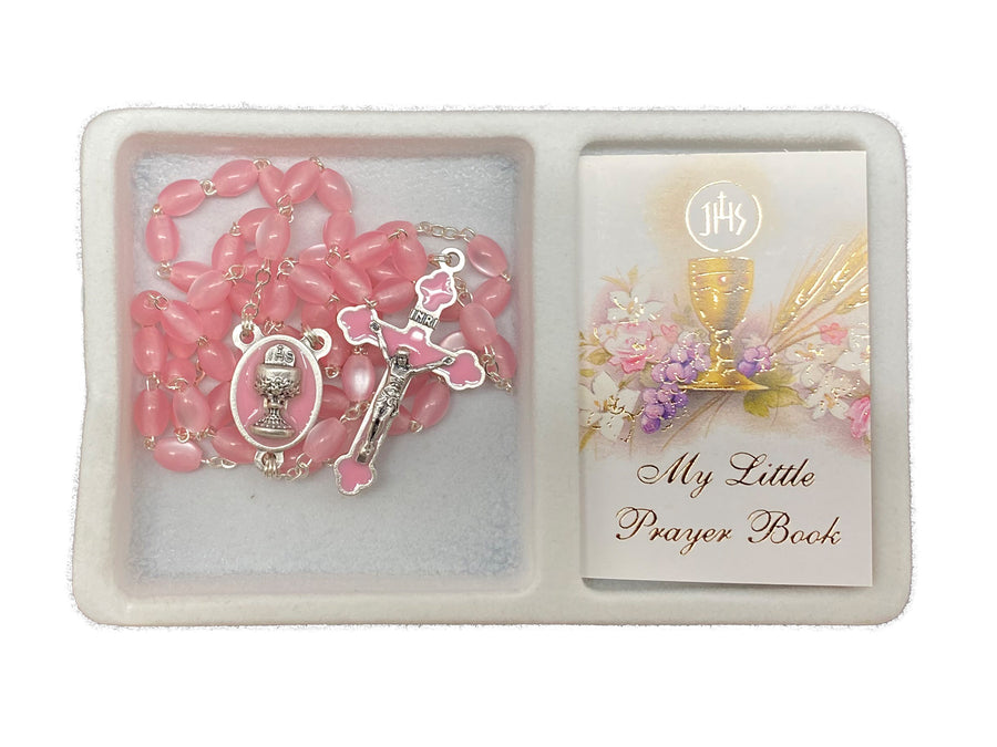 Communion Rosary And Box Set - Pink