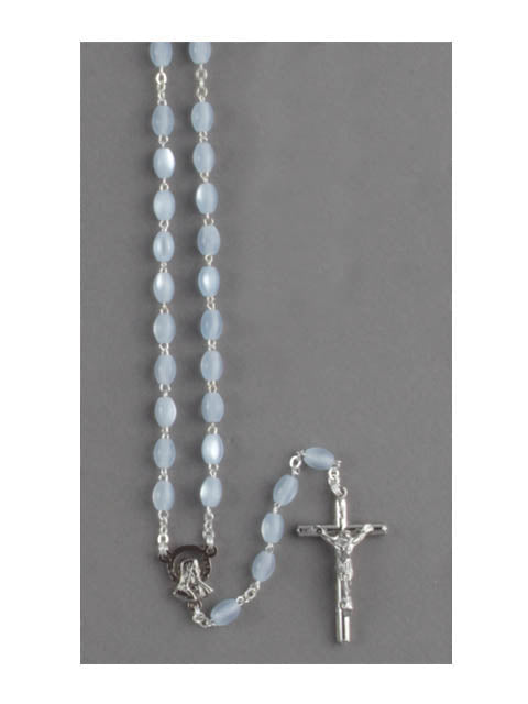 Rosary parts, round mother of pearl imitation blue beads