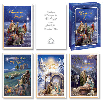 Boxed Christmas Cards Gold Stamped 12 Pack
