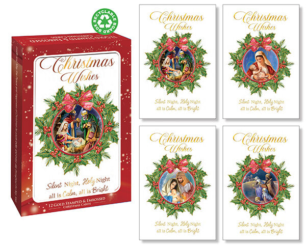 Boxed Christmas Cards Gold Stamped 12 Pack