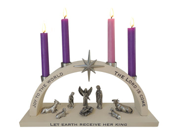 Joy To The World Mini Nativity Advent Candle Holder