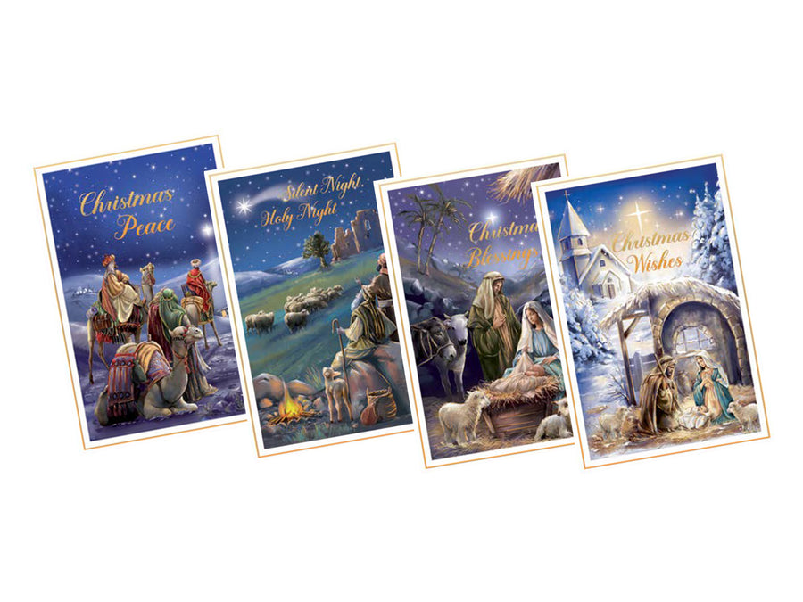Boxed Christmas Cards Gold Stamped 12 Pack