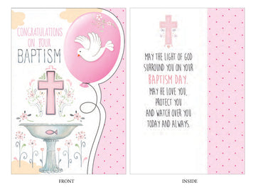 Baptism Card Congratulations - Pink