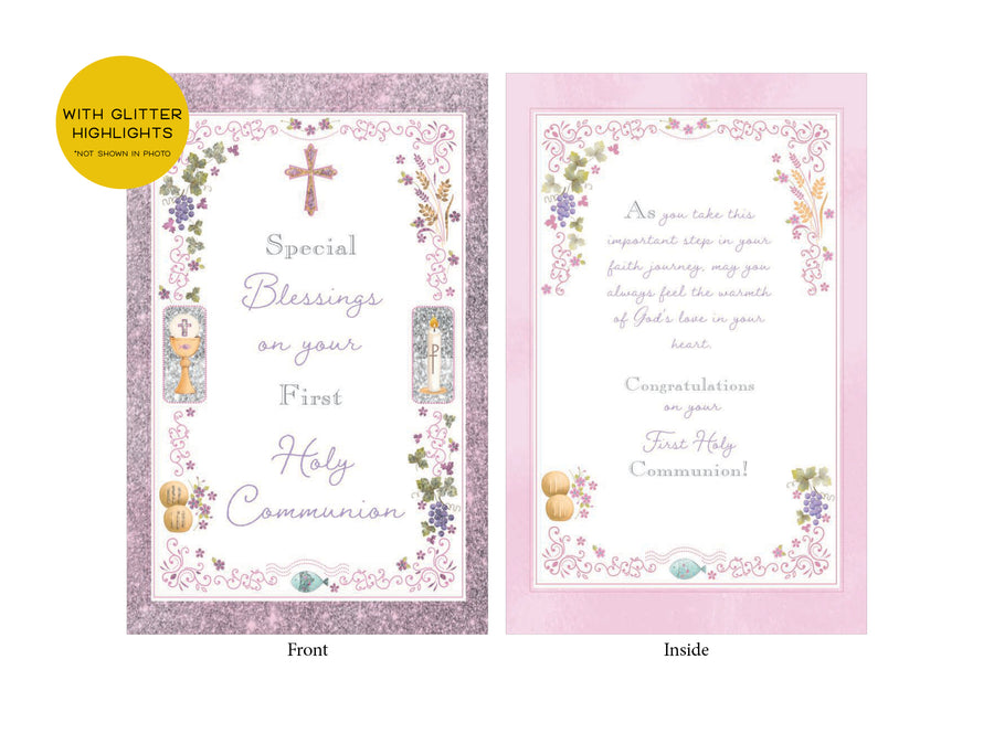 Communion Card - Blessings Pink