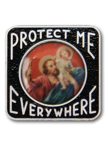 St. Christopher Square Metal Car Plaque Magnet