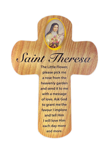 Wooden Palm Cross - St Theresa