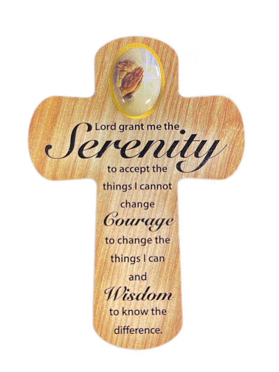 Wooden Palm Cross - Serenity Prayer