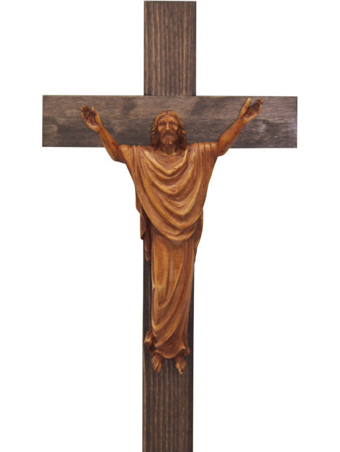 Large Wooden Wall Crucifix Risen Christ 480mm
