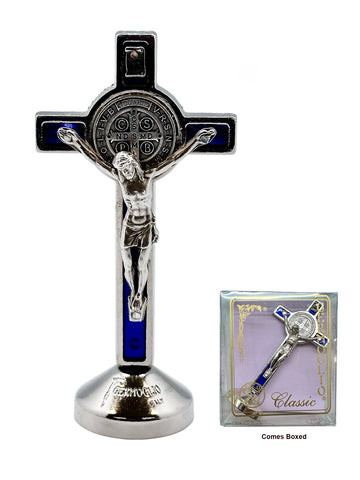 St. Benedict Silver Standing Crucifix - 80mm