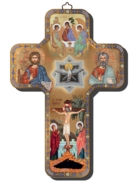 Icon Wooden Cross - Holy Trinity