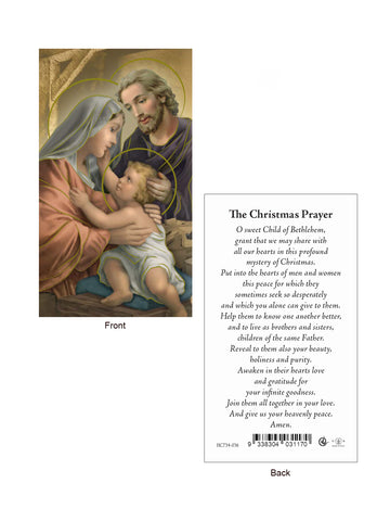 Christmas Holy Card With Prayer Gold Foiled