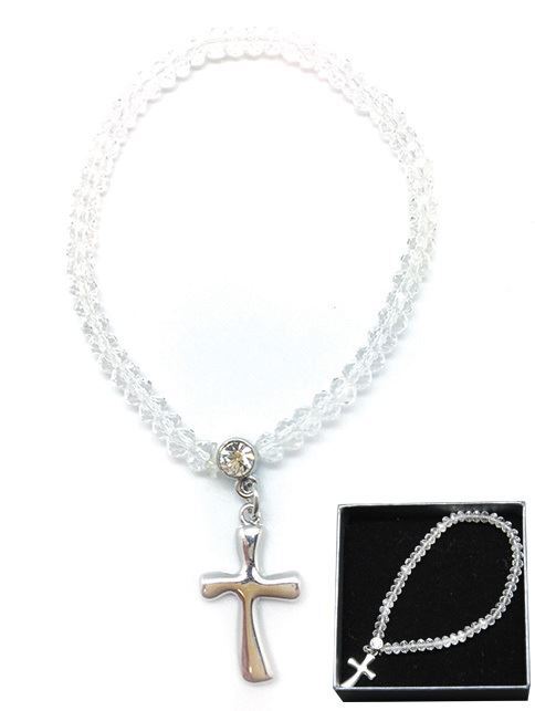 Crystal Stone Bracelet With Cross