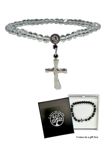 Crystal Stone Bracelet With Cross