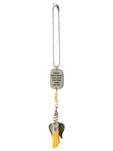 Angel Car Charm With Tassel - Yellow