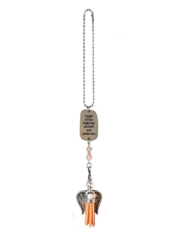 Angel Car Charm With Tassel - Orange