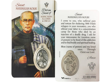 St. Maximilian Kobe Laminated Prayer Card - Patron Saint For Addictions, Alcohol & Drugs