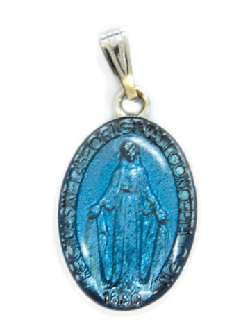 Miraculous Medal Blue Enamel - 22mm