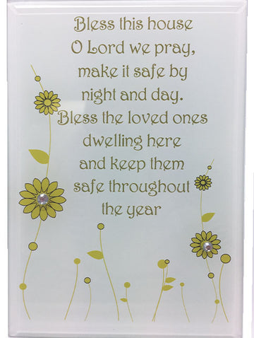 Standing Glass Plaque With Motif - Home Blessing