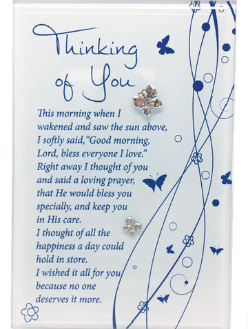 Standing Glass Plaque With Motif - Thinking Of You