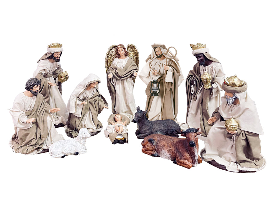 11 Piece Resin Cloth Fabric Nativity Set - 400mm