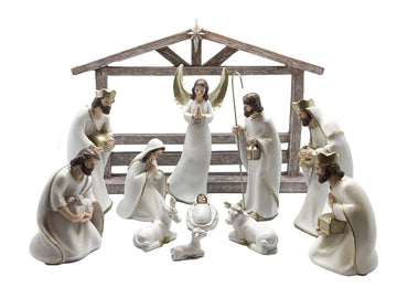 Nativity Set & Stable White - 11 Pieces 210mm