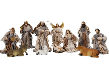 11 Piece Resin Cloth Fabric Nativity Set - 200mm