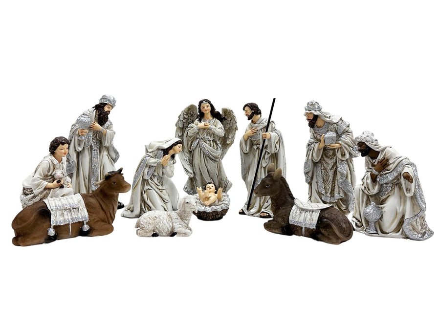 Nativity Set - 11 Pieces 200mm Silver