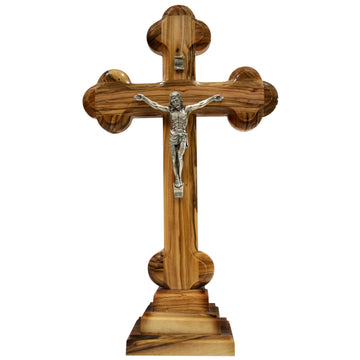Olive Wood Crucifix With Base - 24cm