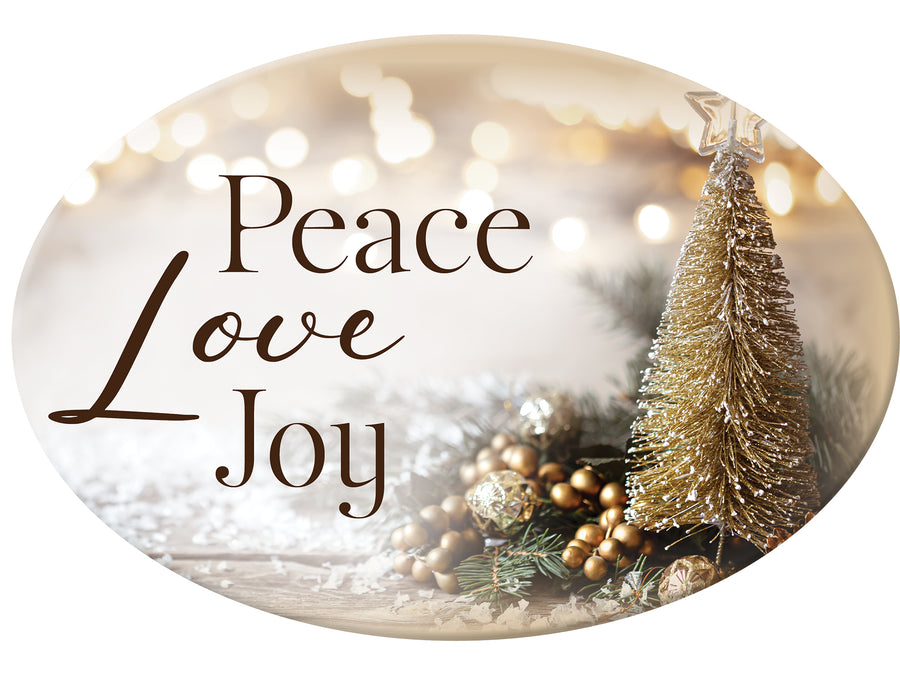 Oval Ceramic Plaque - Peace Love Joy
