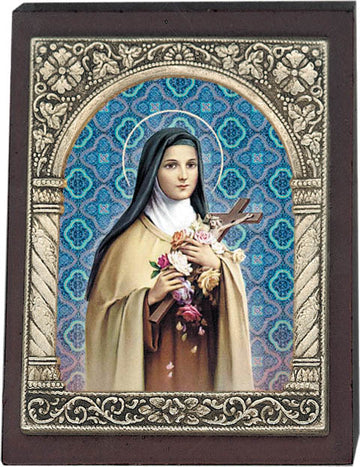 St. Therese Wood Desk Plaque