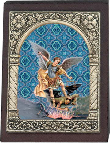St. Michael Wood Desk Plaque