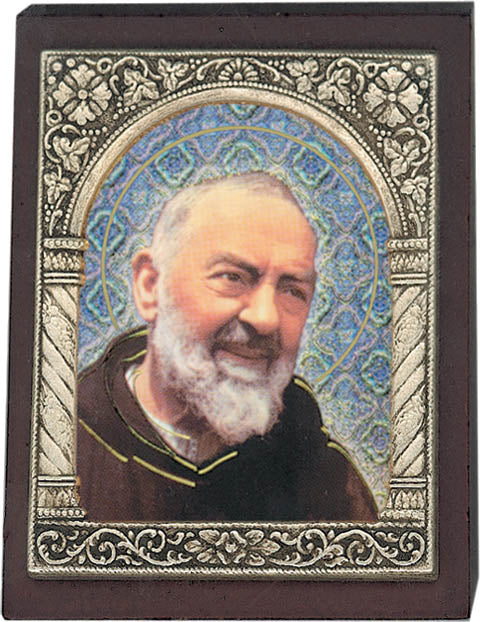 St. Padre Pio Wood Desk Plaque