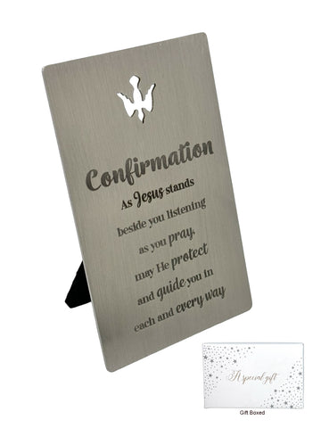 Confirmation Stainless Steel Metal Standing Plaque